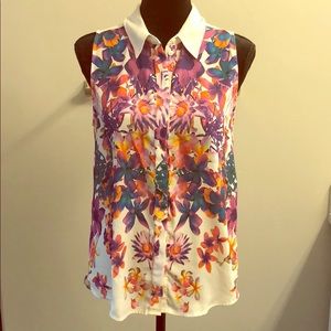 Floral Button-down Collared Blouse